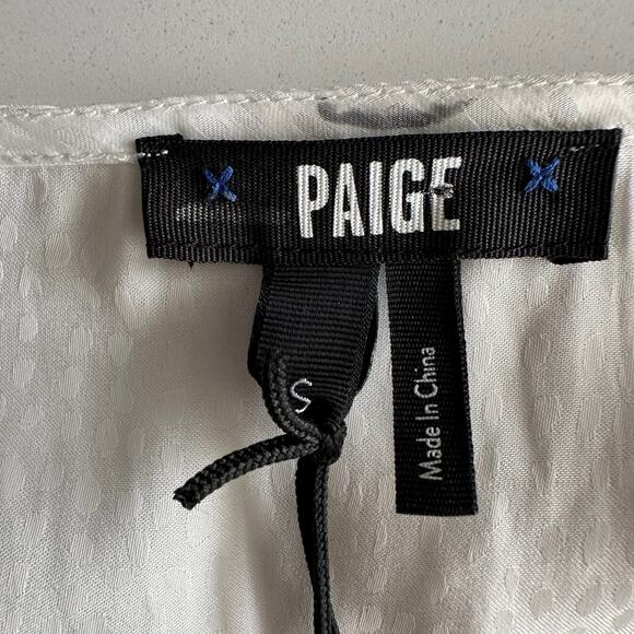 Paige NWT Delanie Shadow Dot Long Sleeve Flutter Cuff Bodysuit Thong Blouse S - Picture 6 of 12